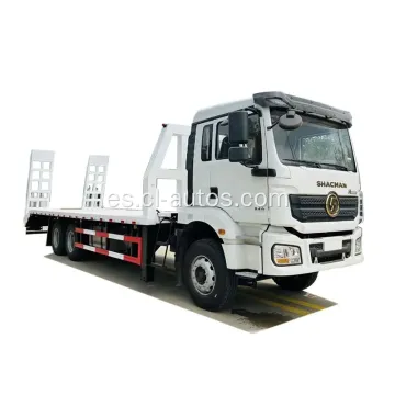 Shacman 6x4 10 ruedas camión de cama plana con escalera trasera para el transporte de maquinaria de equipo pesado